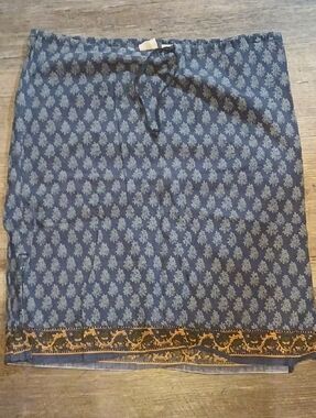 Abercrombie & Fitch Navy Blue Floral Drawstring Paisley Skirt, S